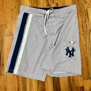 Gray and Blue Board Shorts New York Yankees Board Shorts Swim Trunks